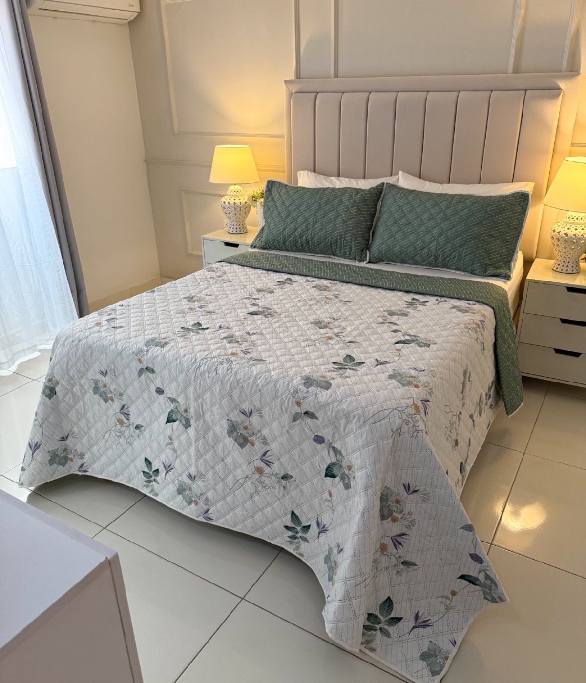 Colcha Estampada Yesil