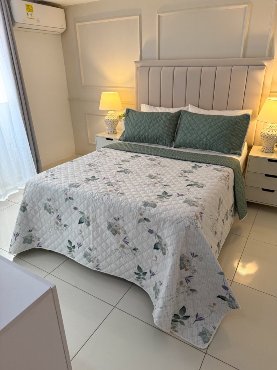 Colcha Estampada Yesil